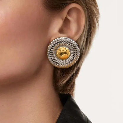 [Echo Fine]Summers Gold Button Earrings