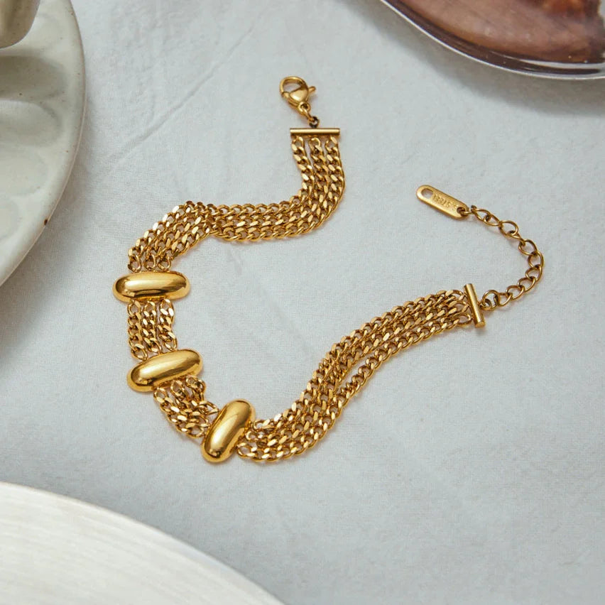 [Echo Fine]Kathleen Layered Chain Gold Bracelet