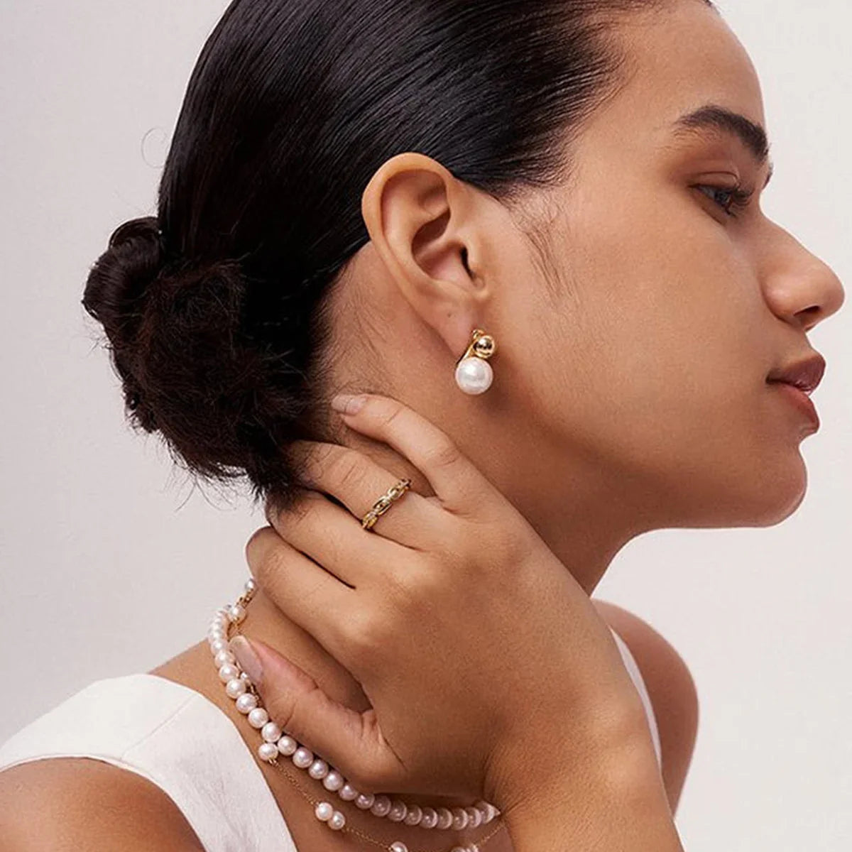 [Echo Fine]Nautica Dome Pearl Earrings