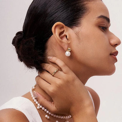 [Echo Fine]Nautica Dome Pearl Earrings