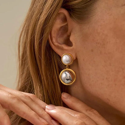 [Echo Fine]Avery Pearl Dome Earrings