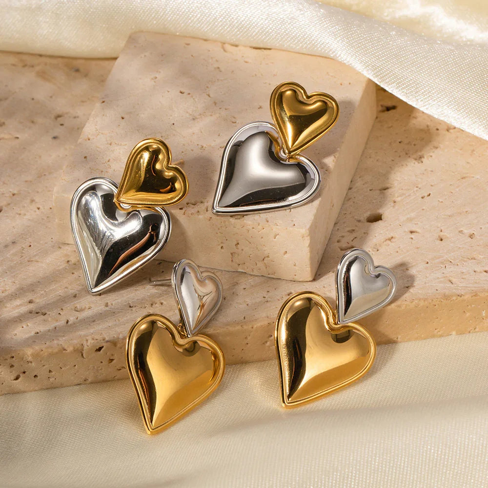 [Echo Fine]Zofia Two Tone Heart Earrings