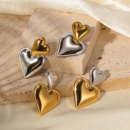 [Echo Fine]Zofia Two Tone Heart Earrings