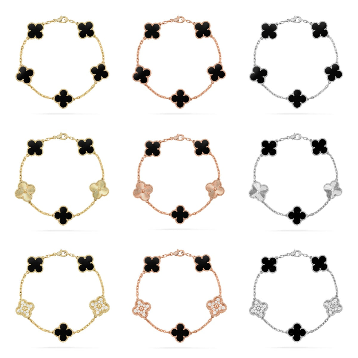 [ECHO ] CLOVER 5 MOTIF ONYXS BRACELET COLLECTION
