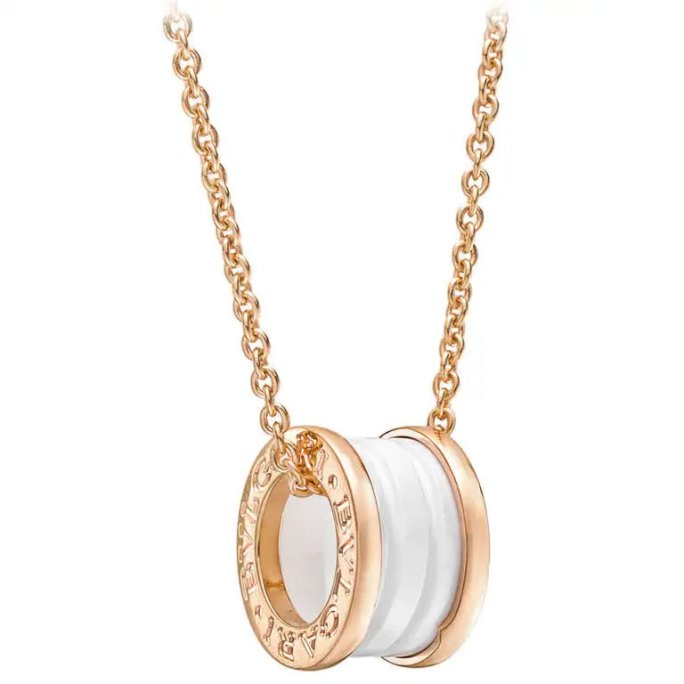 [ECHO ]ZERO 1 WHITE CERAMIC PINK GOLD DIAMOND NECKLACE