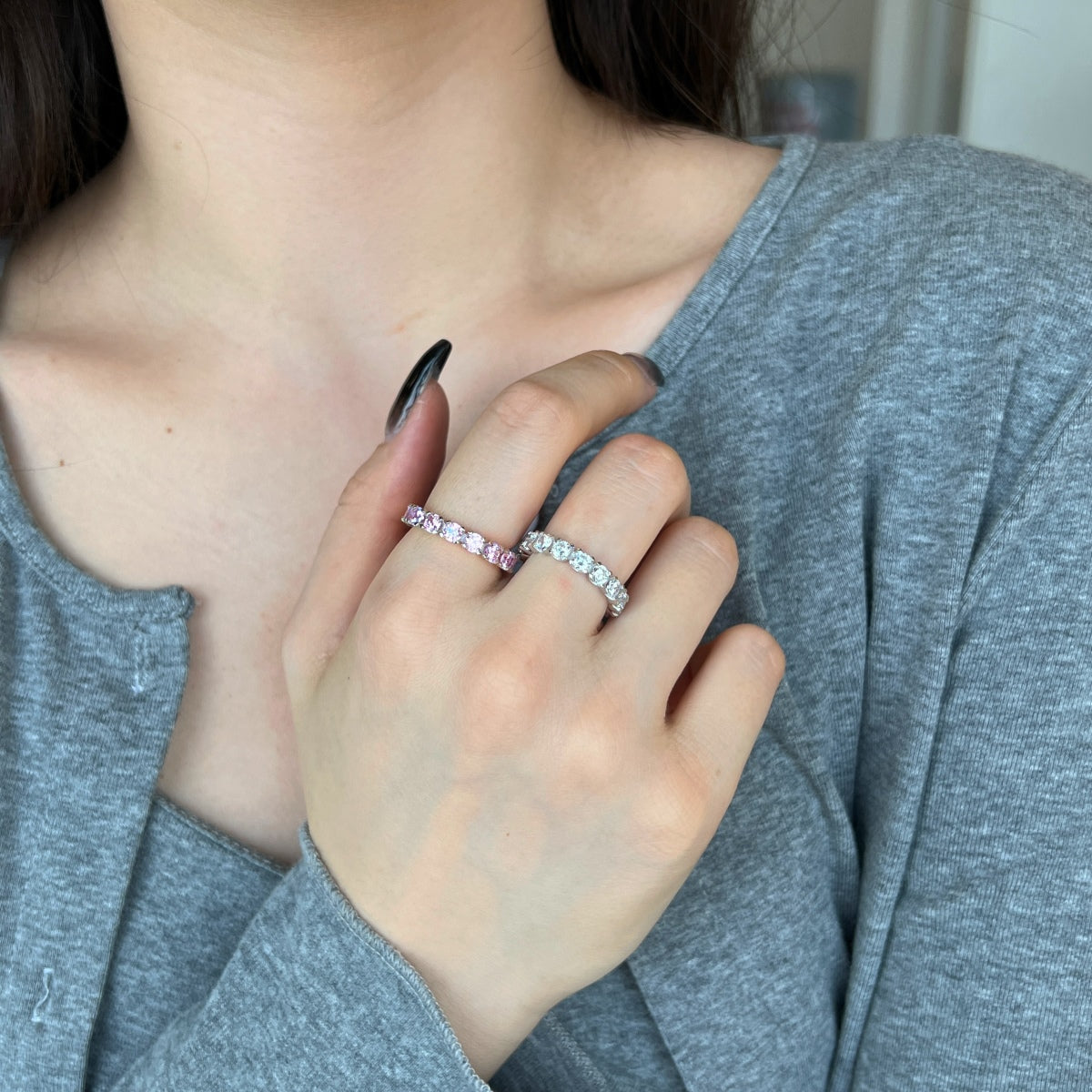 [ECHO ]Eternity Round Cut Tennis Ring
