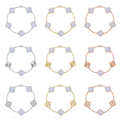 [ECHO ] CLOVER 5 MOTIF PURPLE CHALCEDONY BRACELET COLLECTION