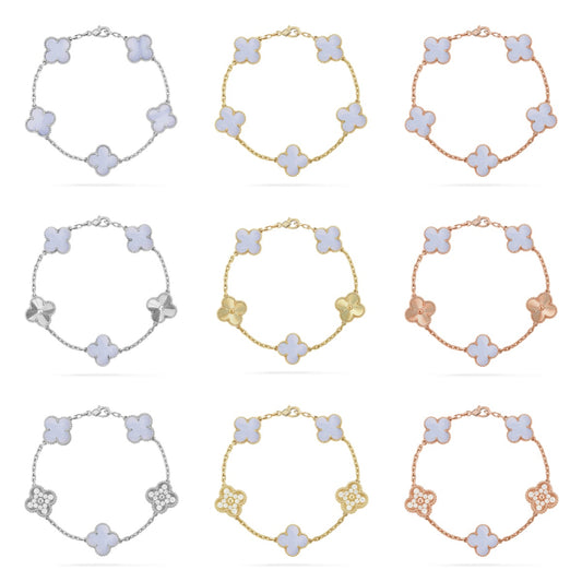 [ECHO ] CLOVER 5 MOTIF PURPLE CHALCEDONY BRACELET COLLECTION