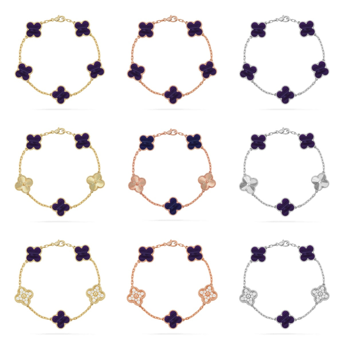 [ECHO ]CLOVER 5 MOTIF PURPLE STRIPES BRACELET COLLECTION