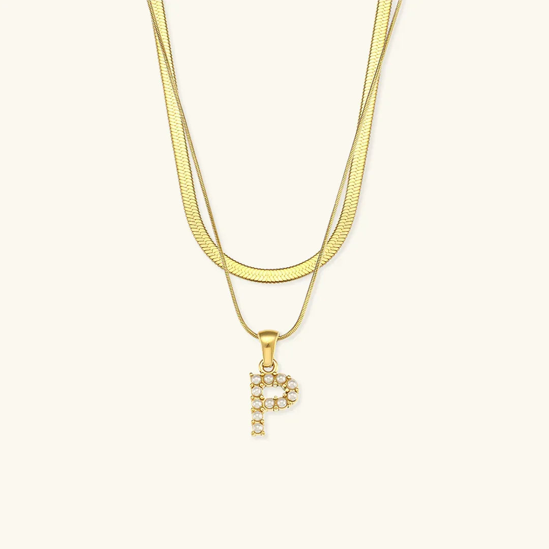 [Echo Fine]Fiona Layered Gold Initial Letter Necklace