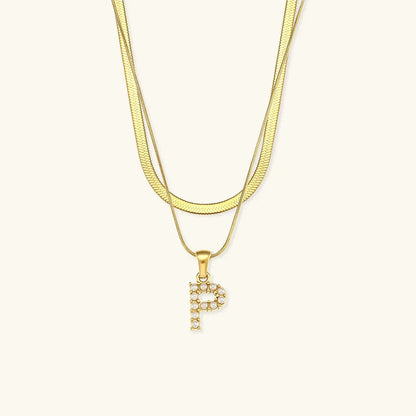 [Echo Fine]Fiona Layered Gold Initial Letter Necklace