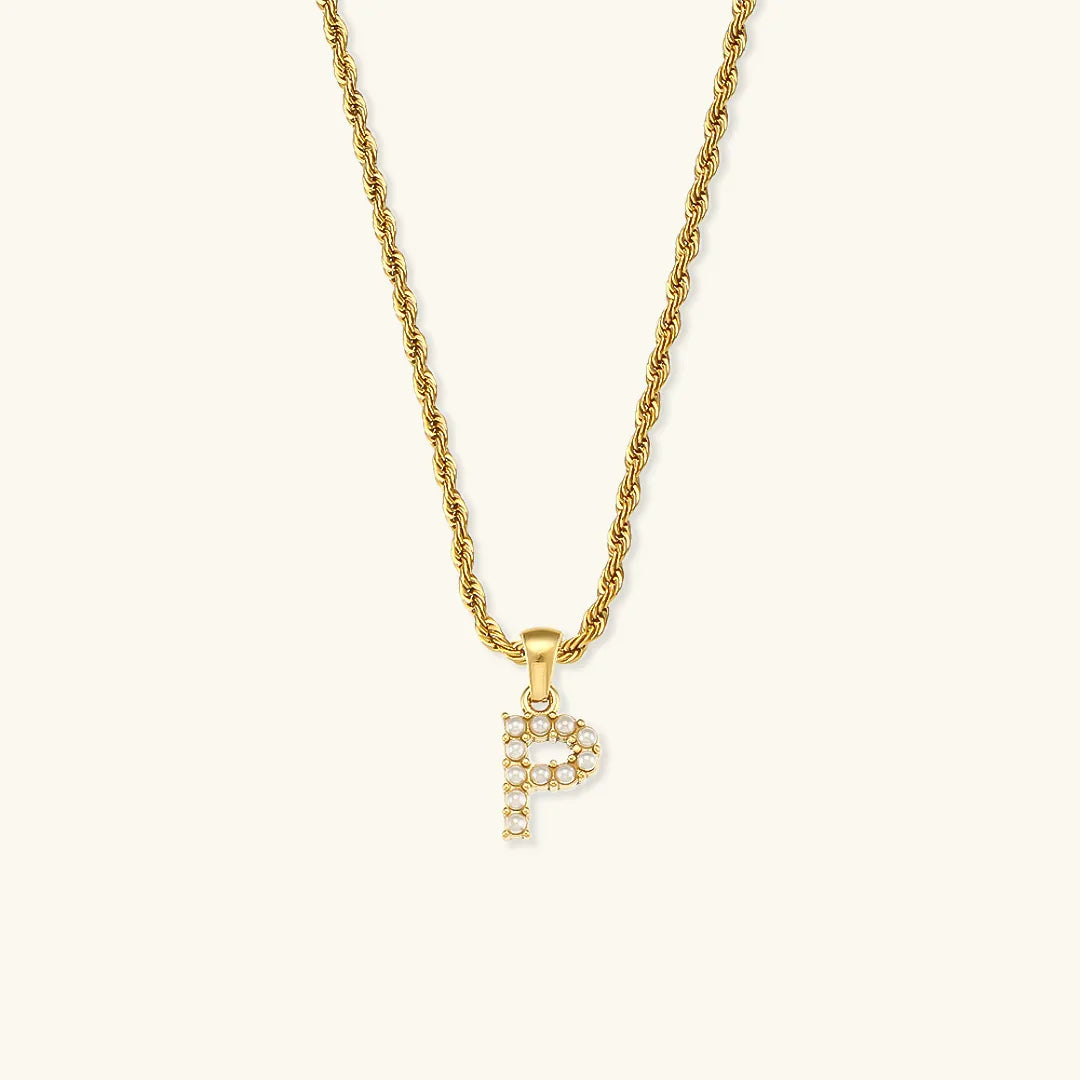 [Echo Fine]Elodie Initial Letter Pearl Necklace