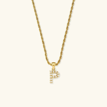 [Echo Fine]Elodie Initial Letter Pearl Necklace