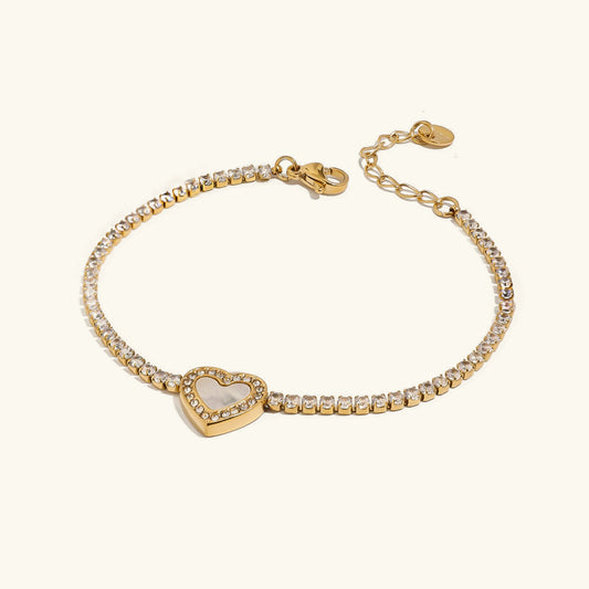 [Echo Fine]Cameron Diamond Heart Tennis Bracelet