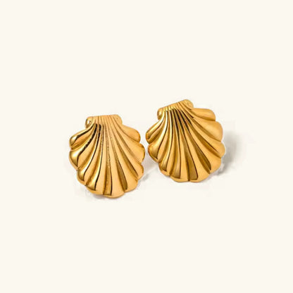 [Echo Fine]Bayside Gold Seashell Earrings