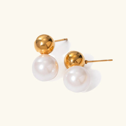 [Echo Fine]Nautica Dome Pearl Earrings