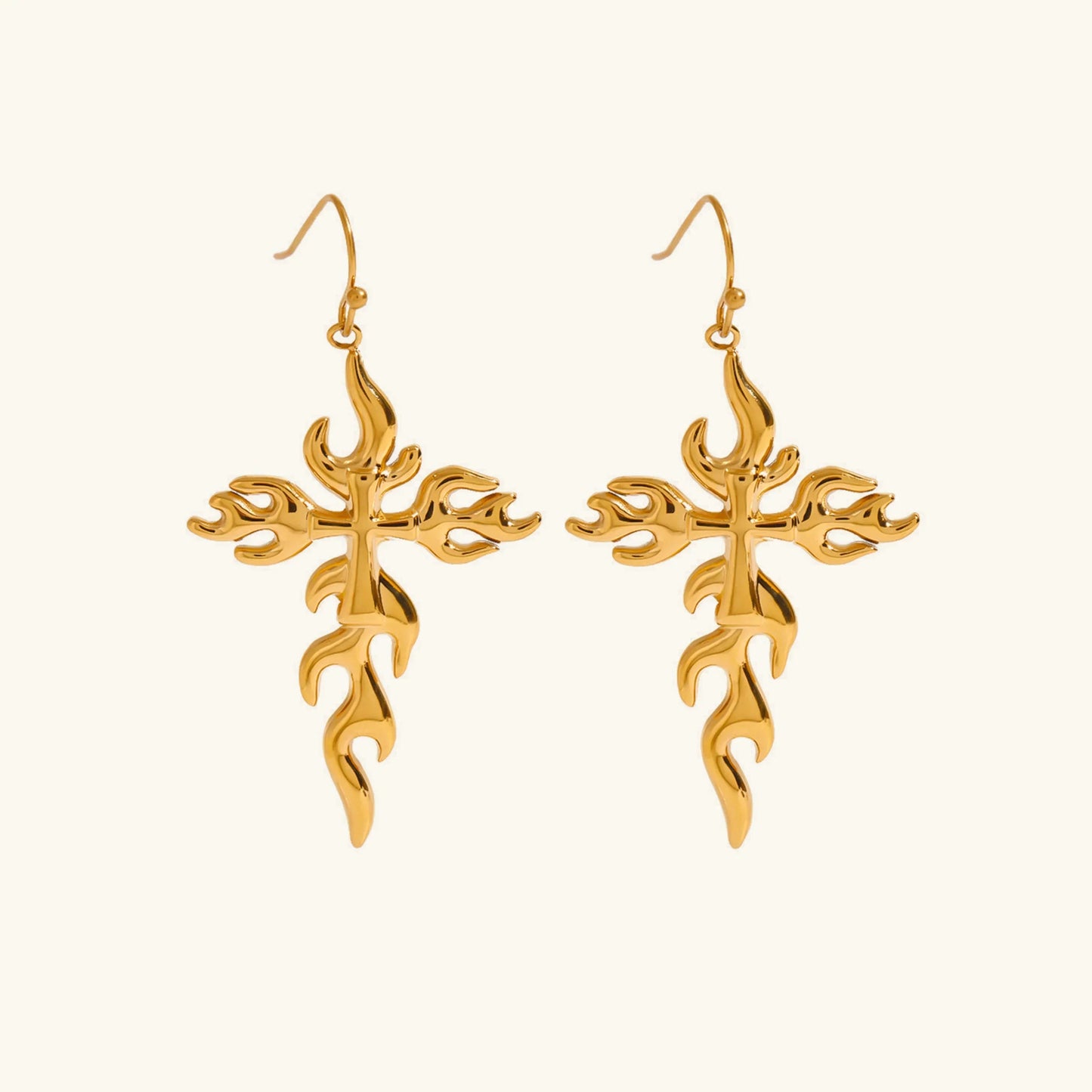 [Echo Fine]Adrielle Branched Cross Gold Earrings