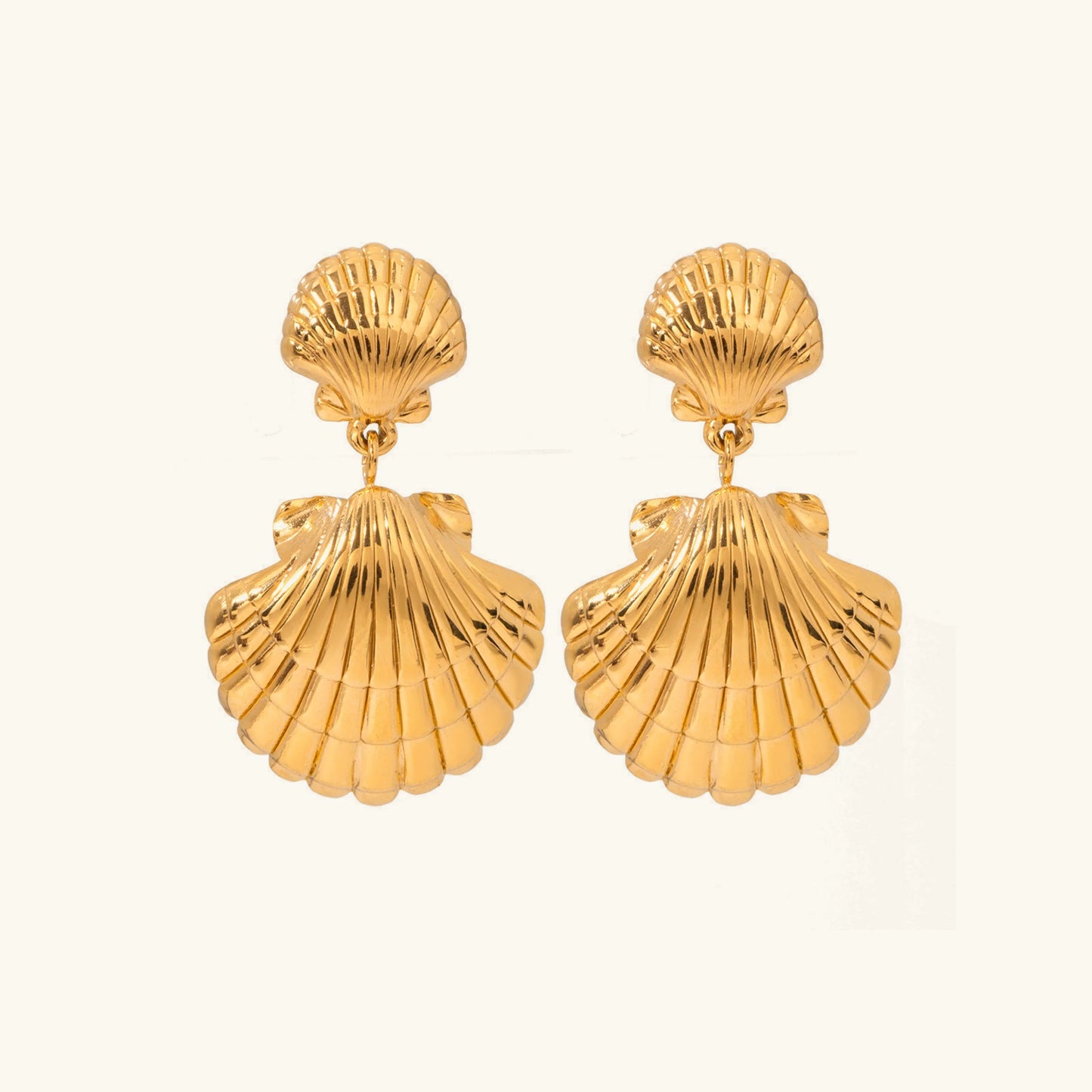 [Echo Fine]Sandy Gold Seashell Earrings