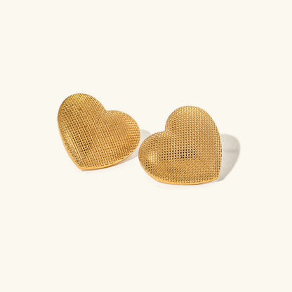 [Echo Fine]Cecelia Textured Heart Earrings