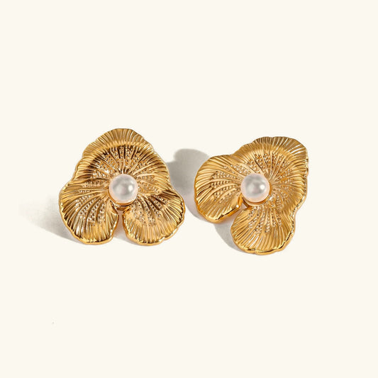 [Echo Fine]Klara Floral Pearl Earrings