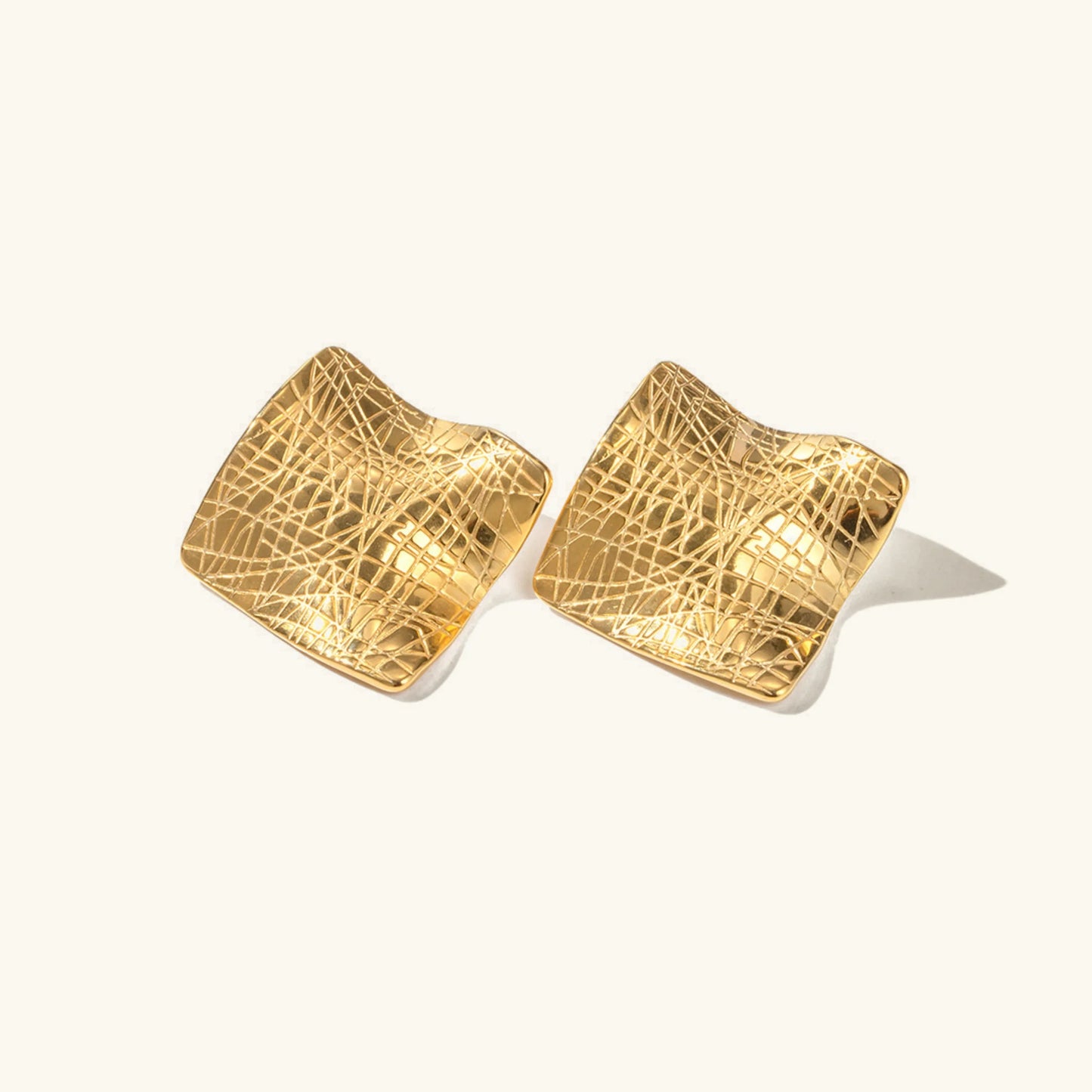 [Echo Fine]Celestina Creased Gold Sheet Earrings