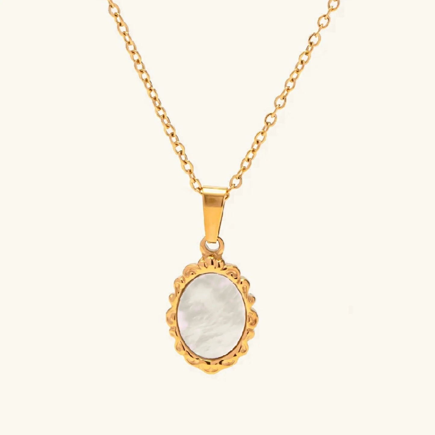 [Echo Fine]Roselle Vintage Mother Of Pearl Pendant