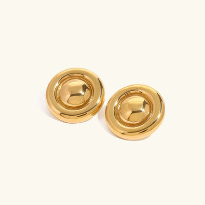 [Echo Fine]Summers Gold Button Earrings