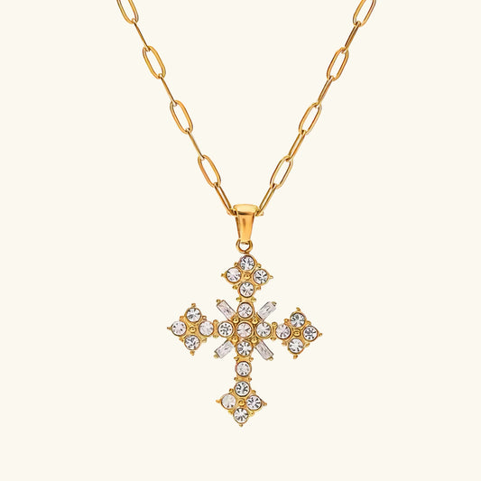 [Echo Fine]Divina Crystal Cross Necklace