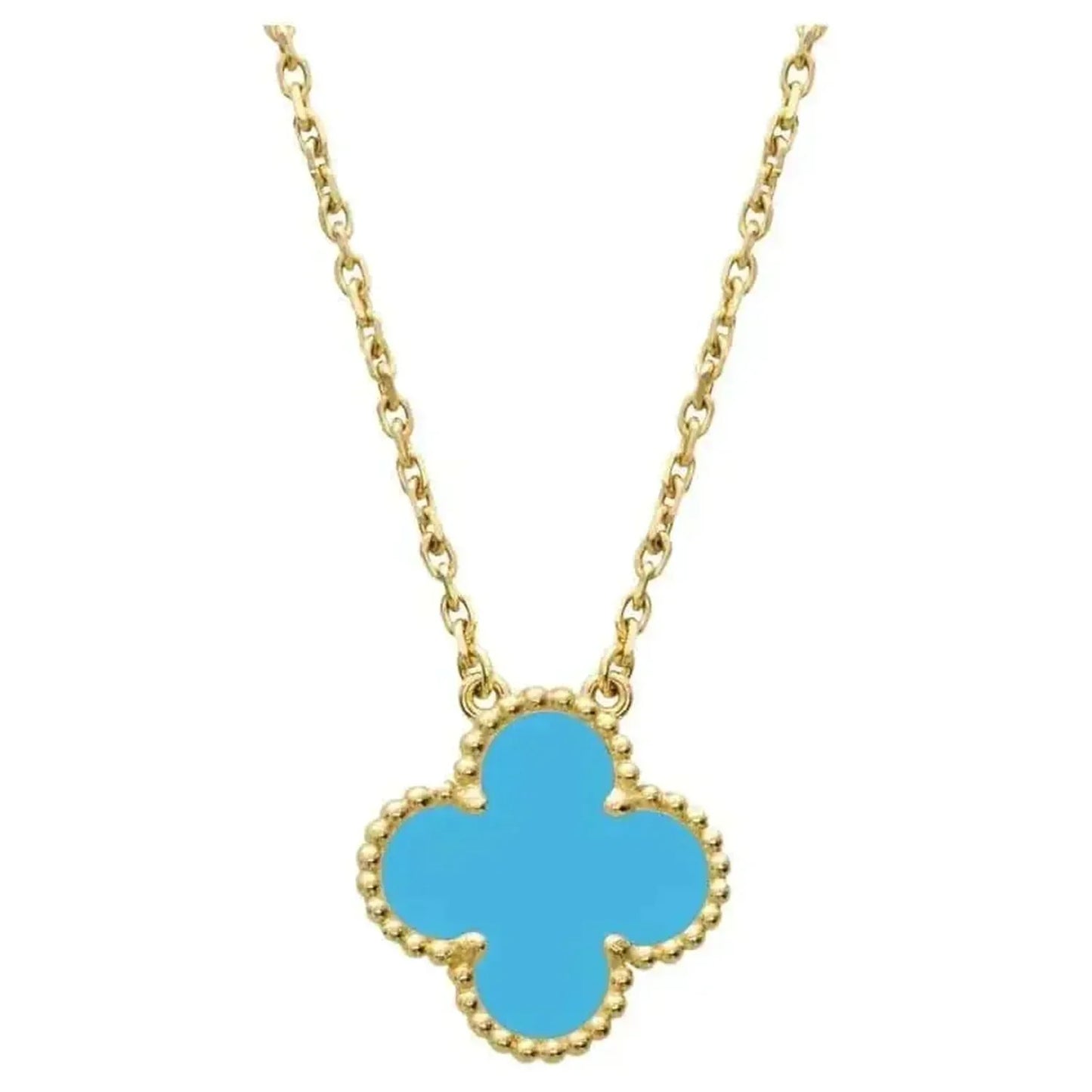 [ECHO ]CLOVER 15MM VINTAGE TURQUOISE NECKLACE