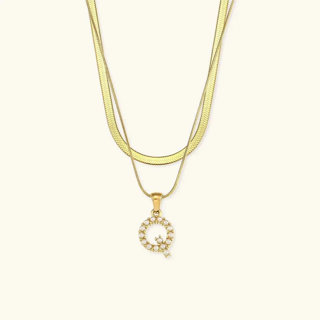 [Echo Fine]Fiona Layered Gold Initial Letter Necklace