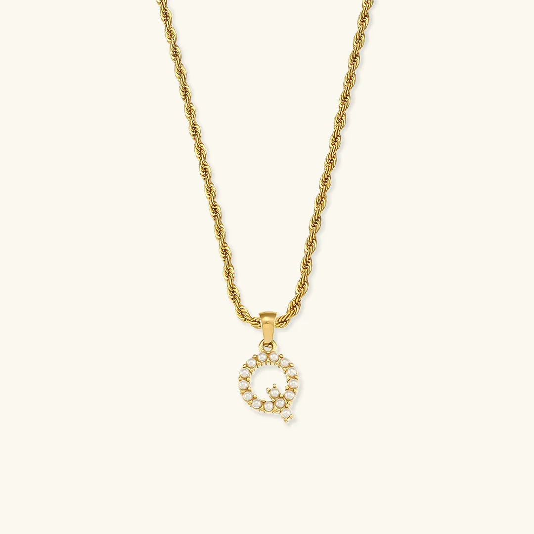 [Echo Fine]Elodie Initial Letter Pearl Necklace