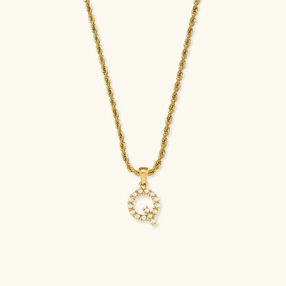 [Echo Fine]Elodie Initial Letter Pearl Necklace
