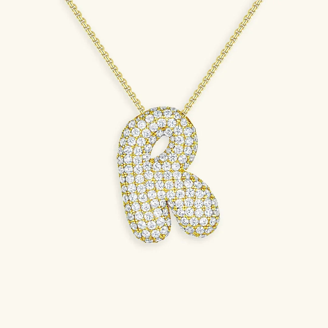 [Echo Fine]Bubble Initial Diamond Necklace