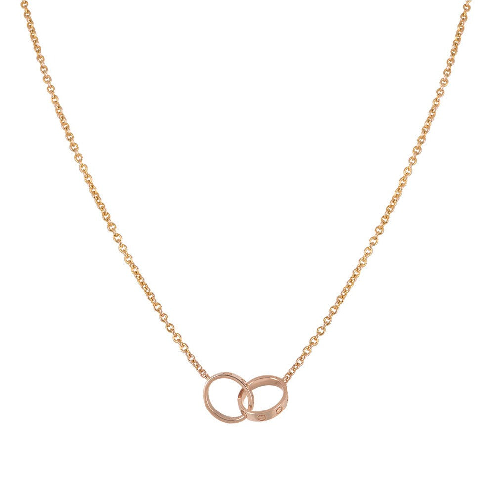 [ECHO ]LOVE NECKLACE DOUBLE RING PINK GOLD