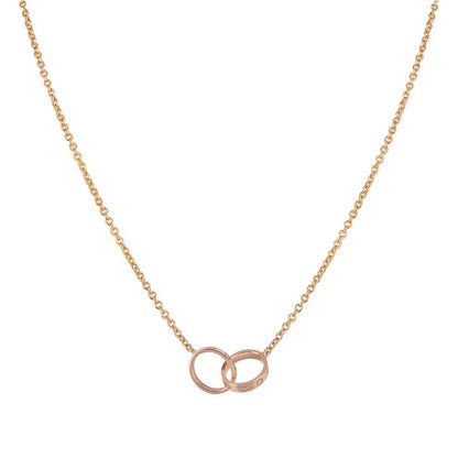 [ECHO ]LOVE NECKLACE DOUBLE RING PINK GOLD