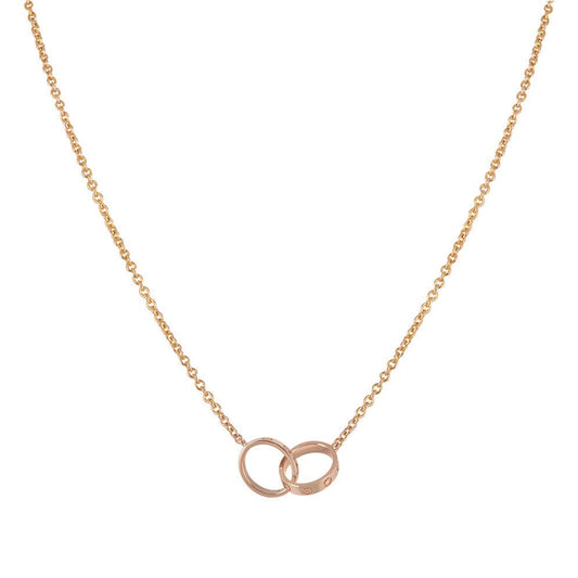 [ECHO ]LOVE NECKLACE DOUBLE RING PINK GOLD
