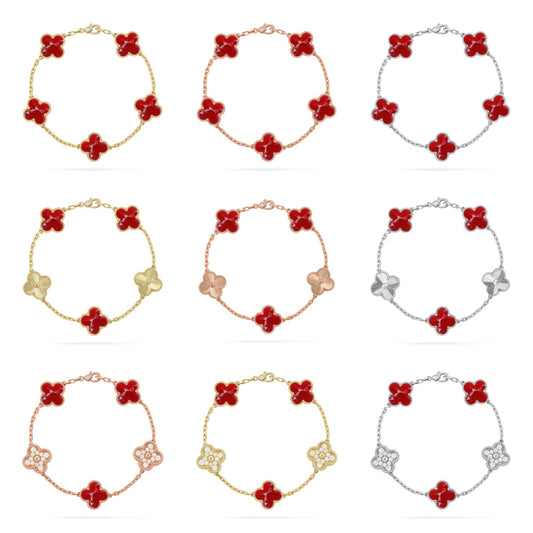 [ECHO ]CLOVER 5 MOTIF RED PATTERN BRACELET COLLECTION