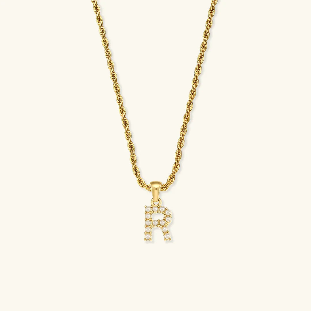 [Echo Fine]Elodie Initial Letter Pearl Necklace