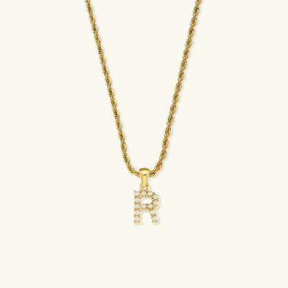 [Echo Fine]Elodie Initial Letter Pearl Necklace