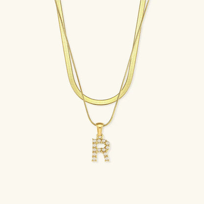 [Echo Fine]Fiona Layered Gold Initial Letter Necklace
