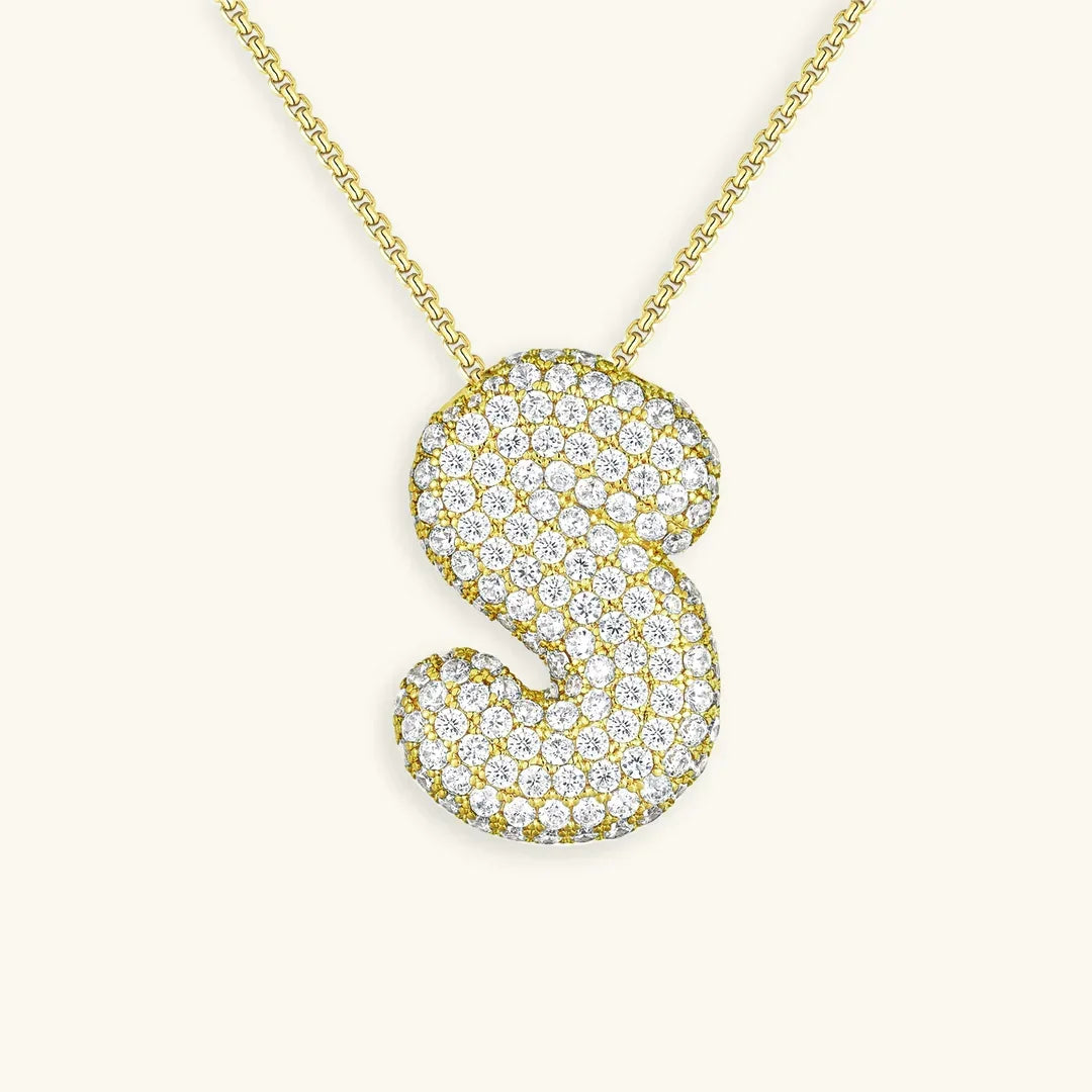 [Echo Fine]Bubble Initial Diamond Necklace