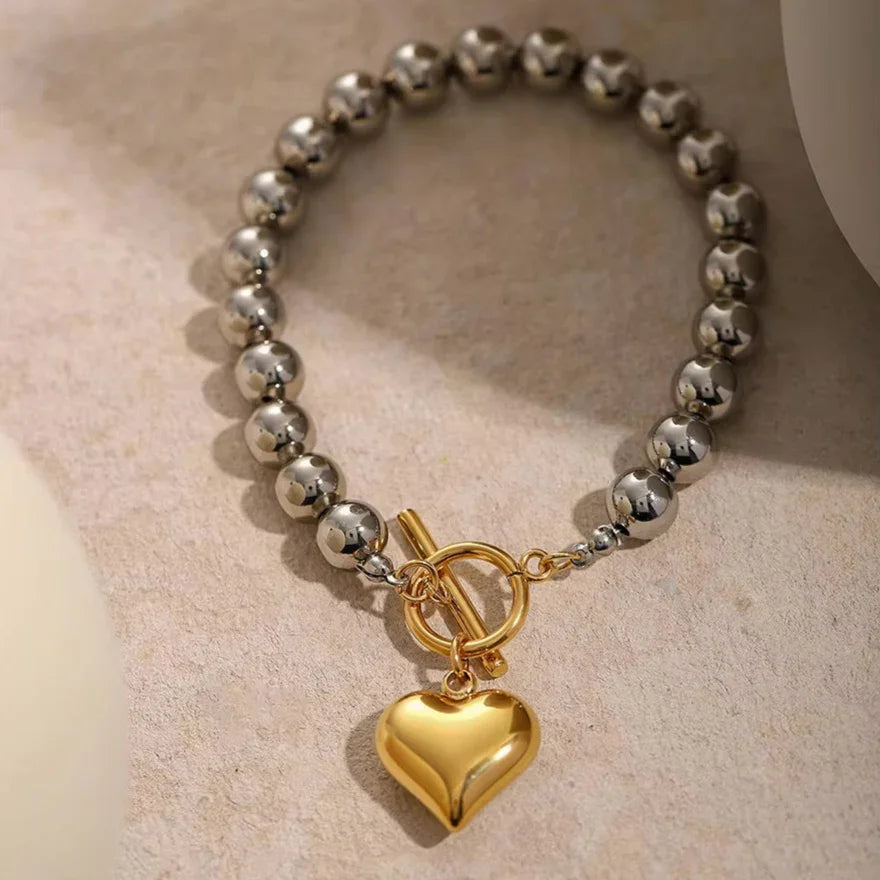 [Echo Fine]Alicia Chunky Bead Heart Bracelet
