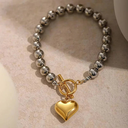 [Echo Fine]Alicia Chunky Bead Heart Bracelet