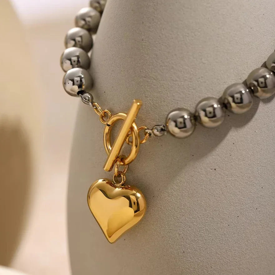 [Echo Fine]Alicia Chunky Bead Heart Bracelet