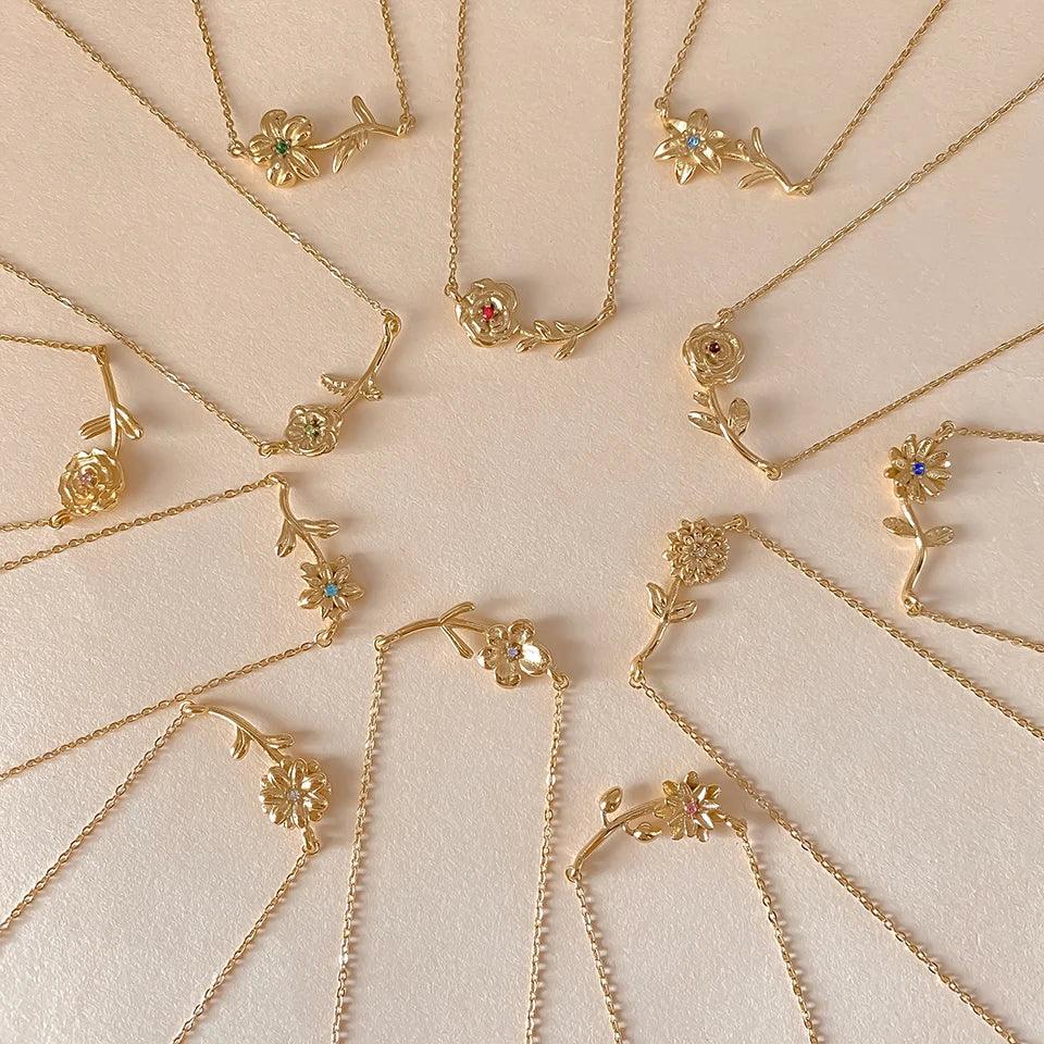 [Echo Fine]Maribelle Birth Flower Gold Necklace