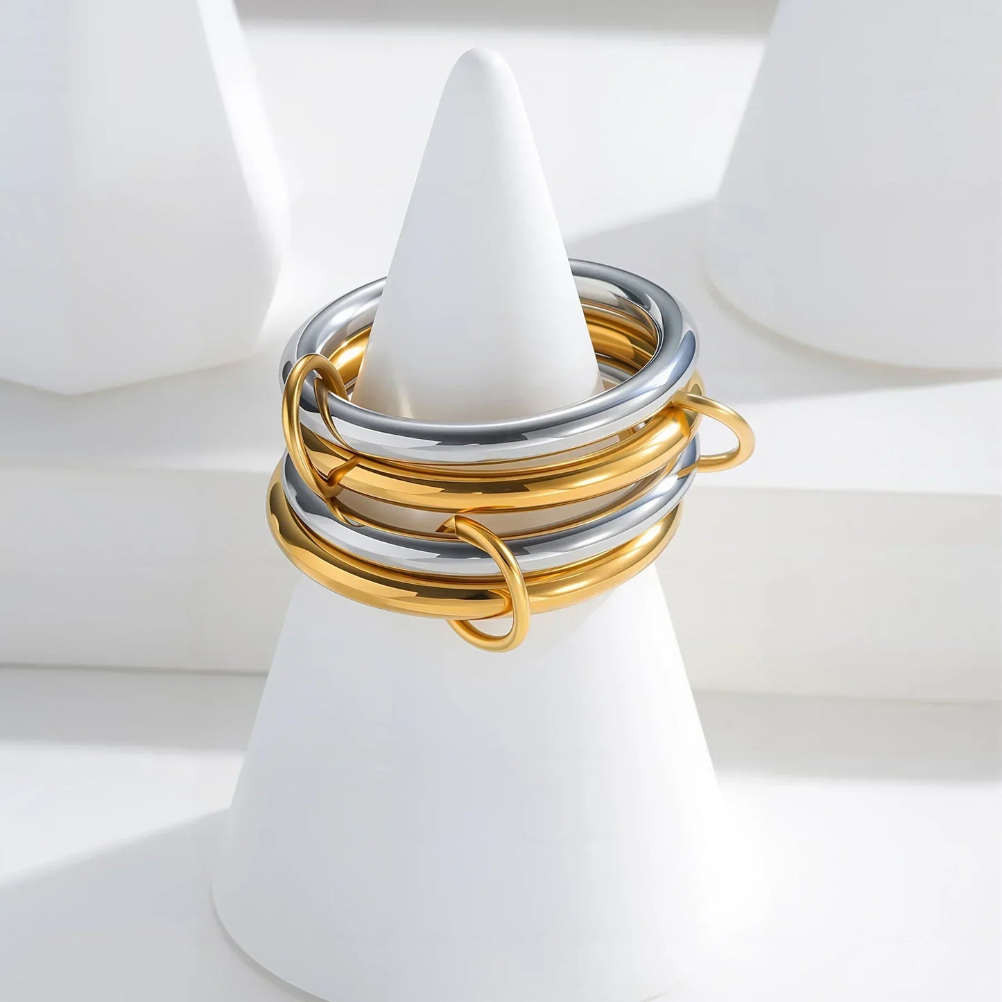 [Echo Fine]Alexandria Two-Tone Stacked Ring