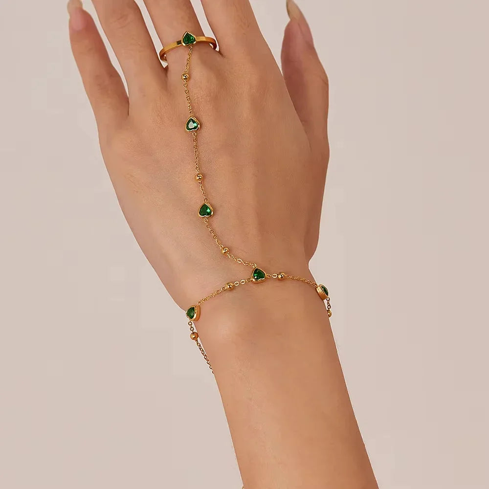 [Echo Fine]Gladys Emerald Heart Hand Chain