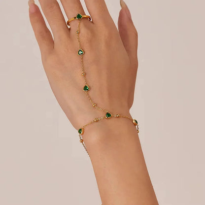 [Echo Fine]Gladys Emerald Heart Hand Chain