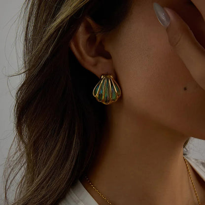 [Echo Fine]Nixie Gold Seashell Earrings