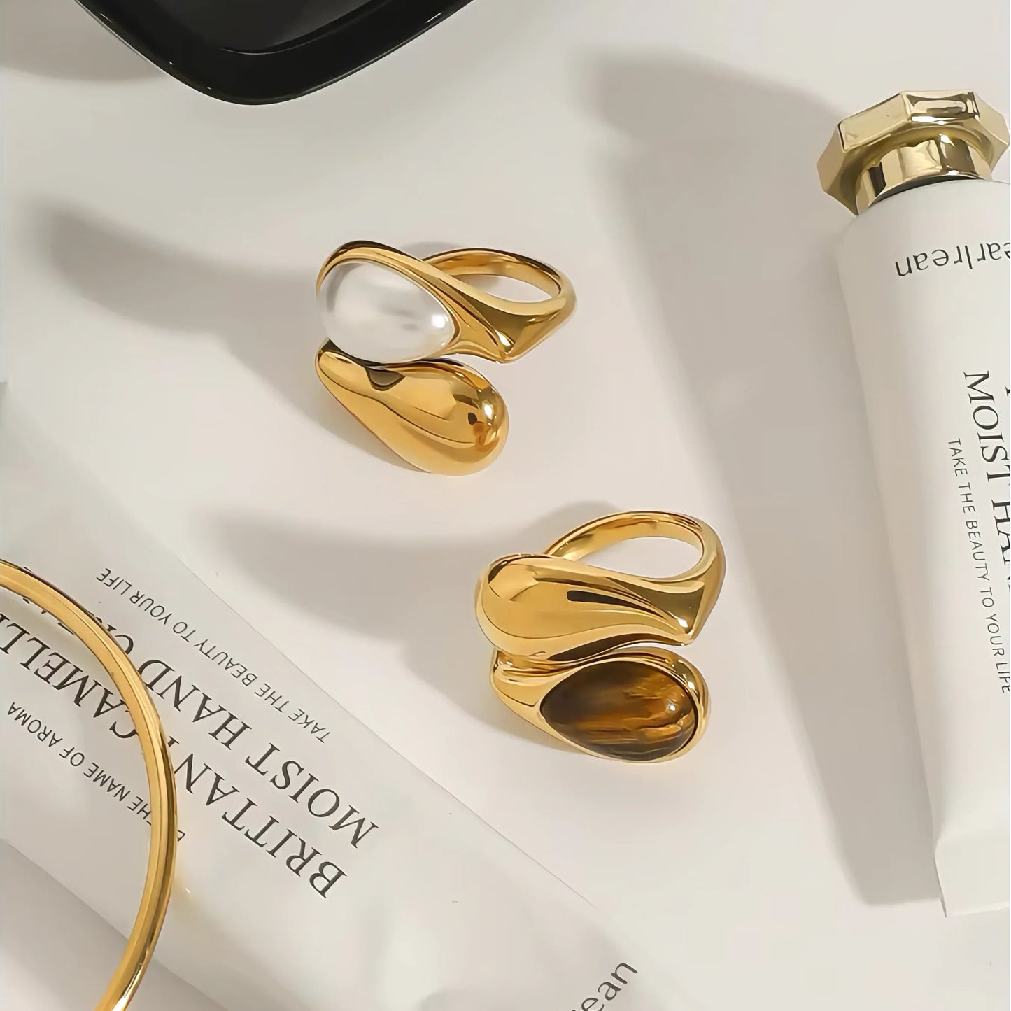 [Echo Fine]Mara Amber Pearl Ring